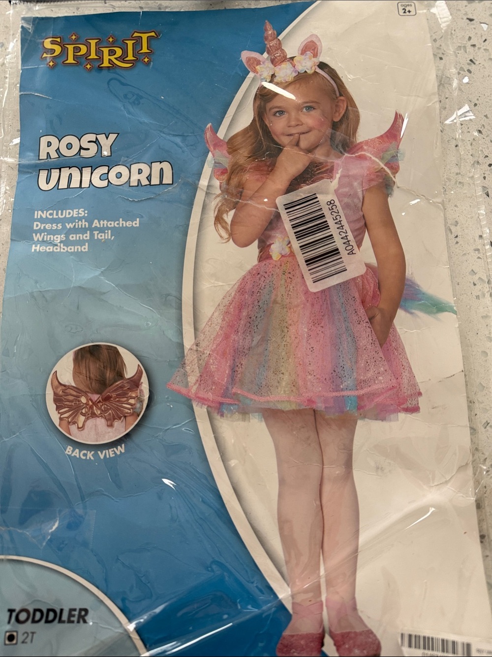 Spirit Rosy Unicorn Toddler Costume - Pink, Rainbow Pastels *Missing Headband*